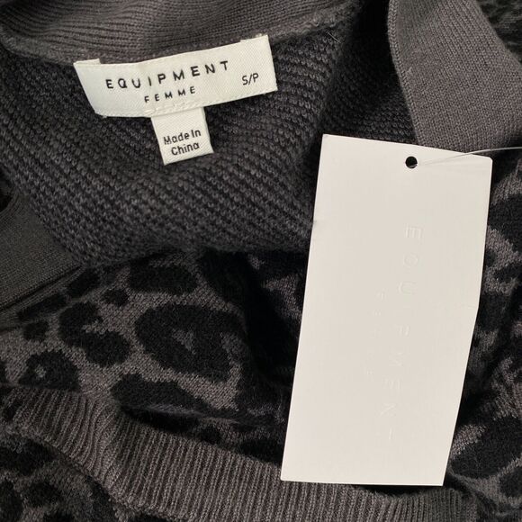 Equipment Cardigan Womens Small Leopard Animal Print Button Front Sweater Cozy S - Picture 6 of 9